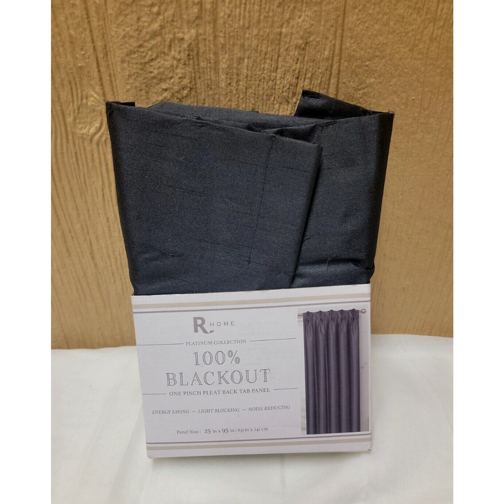 R Home Platinum Collection Blackout Pinch Pleated Back Tab Panel Charcoal 25x29